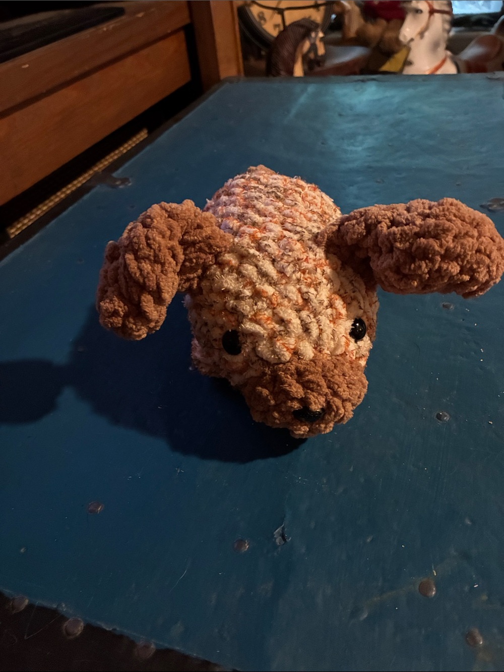 Cute Hand Crocheted Dog with Big Ears & Short Legs & Tail